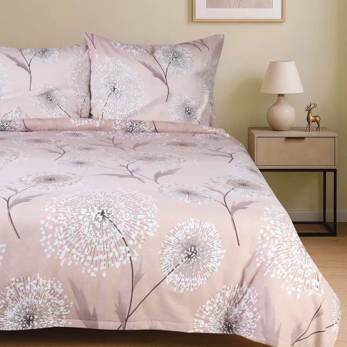 31513/1 Flanelové posteľné prádlo Darymex béžové púpavy - sada, 100% bavlna, hrejivé a mäkké