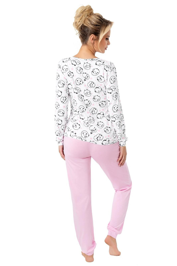 Dámske pyžamo Donna Sheep Long pink - bavlnené, s dlhým rukávom, balené v plastovom vrecku