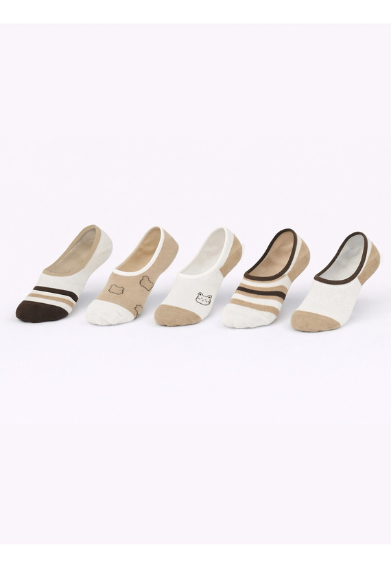 Dámske balerínové ponožky Noviti ST092 – bavlnené stopky so silikónom ecru B