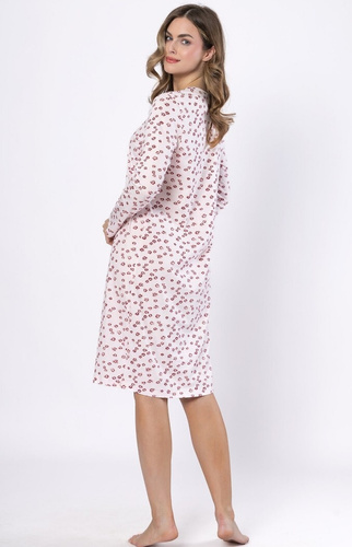 Nočná košeľa Laveza Gelasia 1625 - bavlnená, svetloružová, s dlhým rukávom