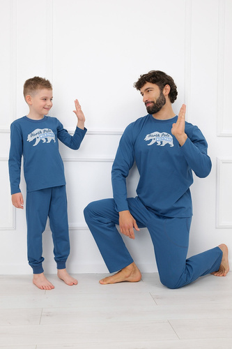 Chlapčenská pyžama Italian Fashion Kasim 100 % bavlna, dlhá - džínová