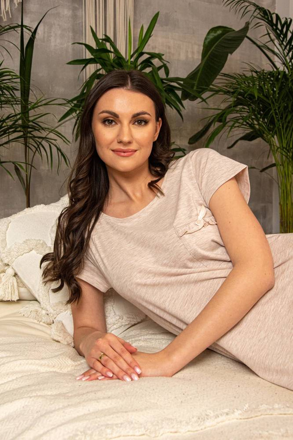 677 Mariposa II Forex nočná košeľa - béžová melanž