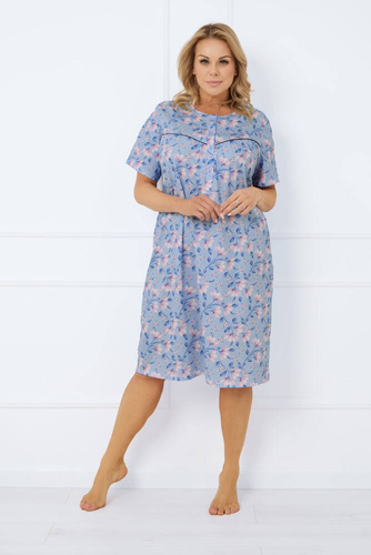 Nočná košeľa Facelia s rozopnutými gombíkmi, krátky rukáv Talianska móda - potlač