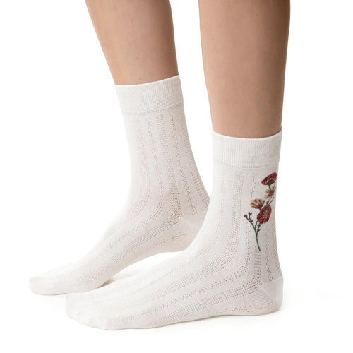 Dámske ponožky Steven Planet Earth art.017 ecru 041 - bavlna, vzory, pohodlie