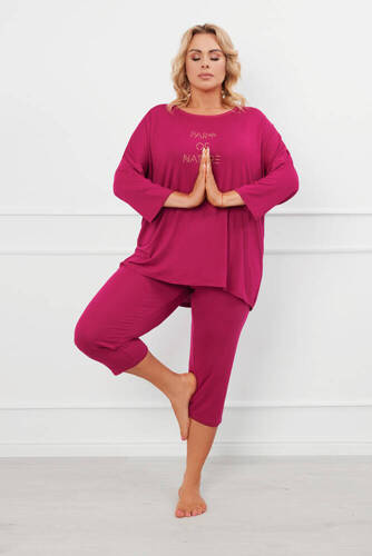 Natura Dámske 3/4 pyžamo Italian Fashion - víno