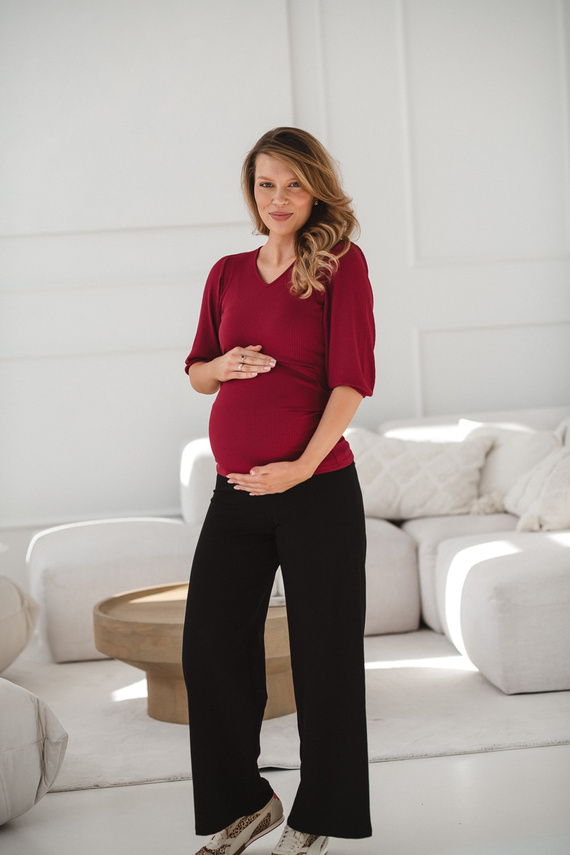 Široké tehotenské nohavice Wide Flow Milk & Love Wide Leg s pásom 2v1 čierne