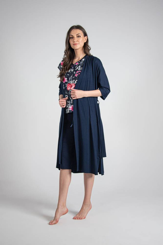 676 Dámske pyžamo s podrážkou Forex - tmavomodré