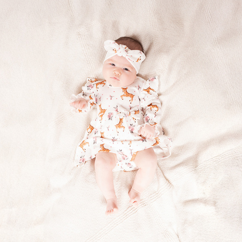 216065 Lala Nicol čelenka - krémová bavlna s veľkou mašľou