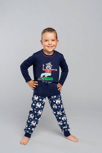Balu Chlapčenské pyžamo dlhé. rukáv, nohavice Italian Fashion - námornícka modrá