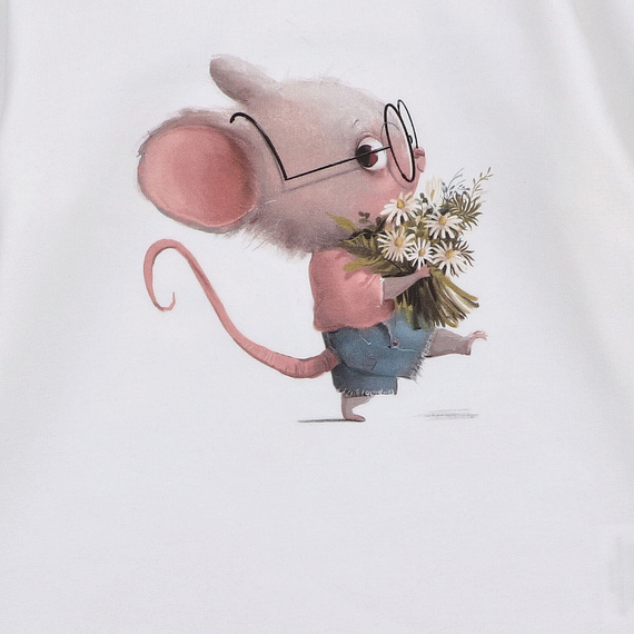 KAR-3008 Dievčenská blúzka s dlhým rukávom Lagarto Verde ecru - štýlová, bavlna, poľská výroba