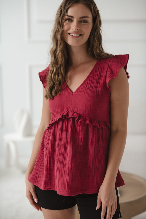 Mliečny motýľ Tehotenská a dojčiaca blúzka - pohodlie a štýl Milk&Love malinová