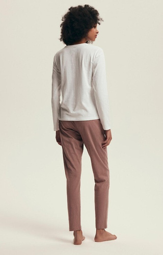 43701 Delanie Henderson dámske pyžamo prachovo ružové - bavlna, dlhý rukáv a nohavice