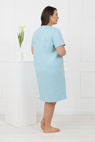 Hemaria Italian Fashion bavlnená nočná košeľa dámska plus size tyrkysová