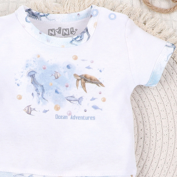 ABN-5453 Sea Of Joy Nini baby Rampers white- organická bavlna, pohodlné zapínanie na cvočky