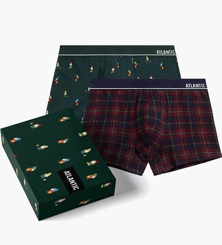 2GMH-031/25 Pánske boxerky Atlantic - bavlna s elastanom, farebný vzor, 2 balenia