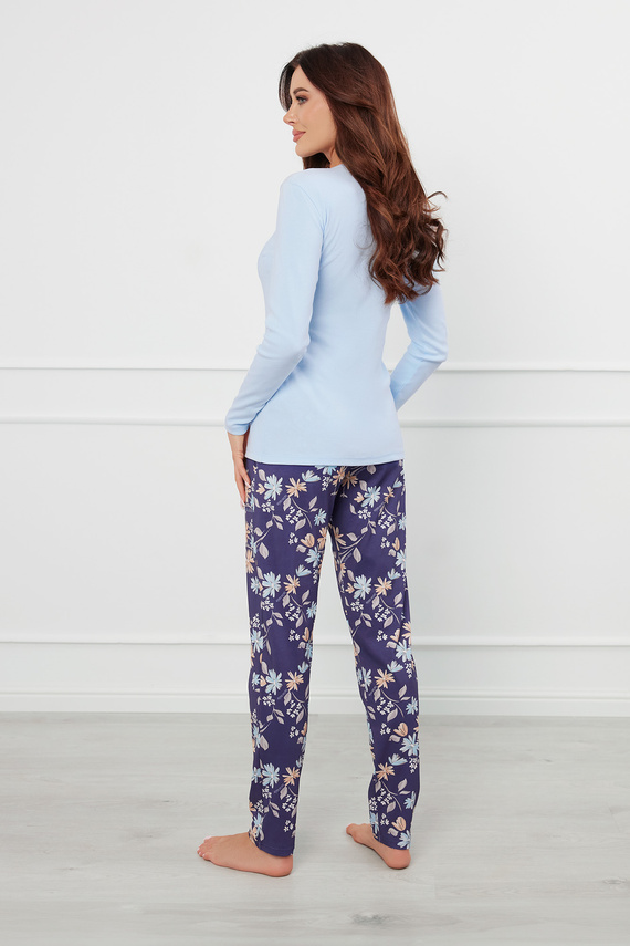 Pulia Dámske pyžamo s dlhým rukávom, dlhé nohavice Italian Fashion - modrá/print