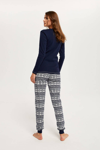 Arktyka Dámske pyžamo s dlhým rukávom a dlhými nohavicami Italian Fashion - námornícka modrá/potlač