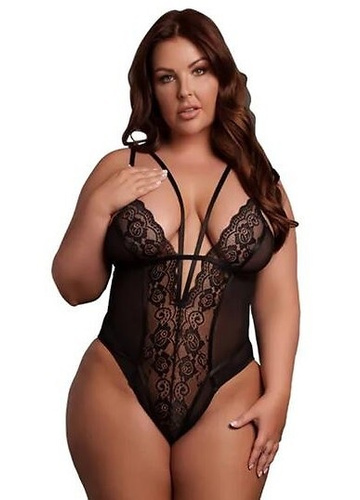 Body AMR006 Amour Le Désir čipkované body plus size XL-4XL čierne