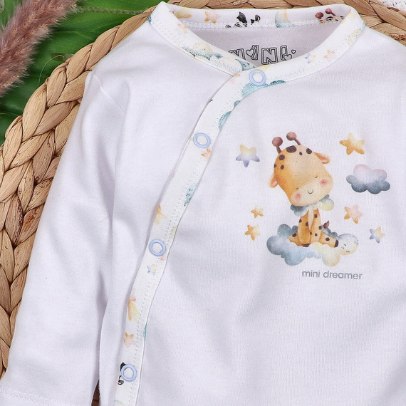 ABN-5602 Nini Little Dreamers obálkové body z organickej bavlny pre dojčatá - bezniklové zapínanie, 100% bezpečnosť