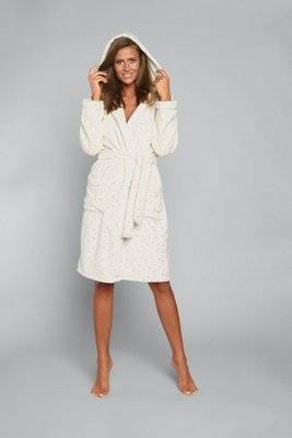 Dámsky župan s kapucňou Italian Fashion - potlač/zlaté hviezdy