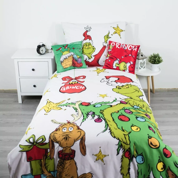 Bavlnené obliečky Grinch Grinchmas JF24 140x200 100% bavlna Grinch zámok
