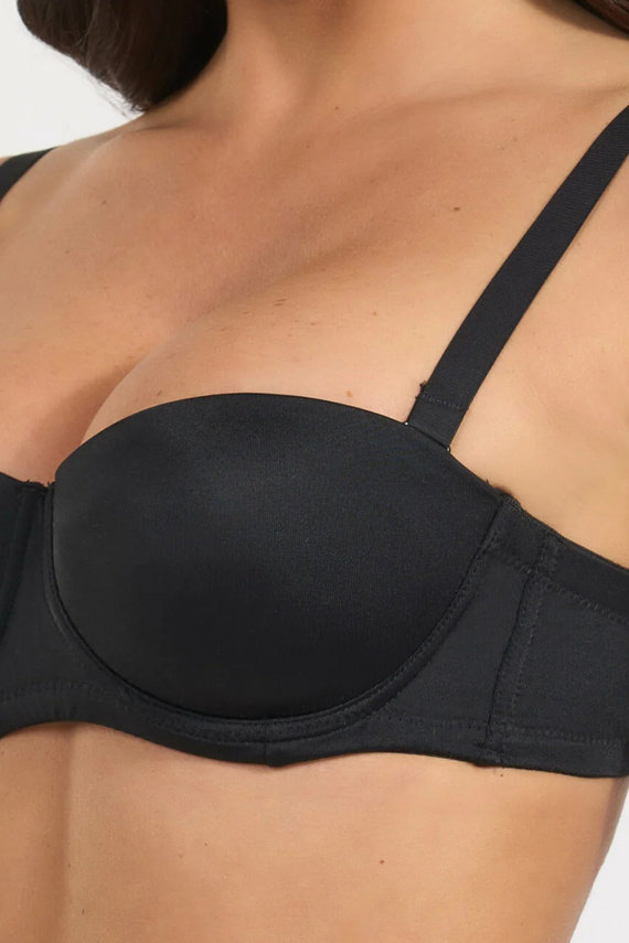 391 Podprsenka bandeau Nero Selene bardotka s kosticami odnímateľné ramienka