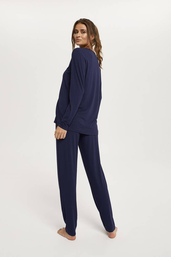 Song Dámske pyžamo s dlhým rukávom a dlhými nohavicami Italian Fashion - tmavomodré