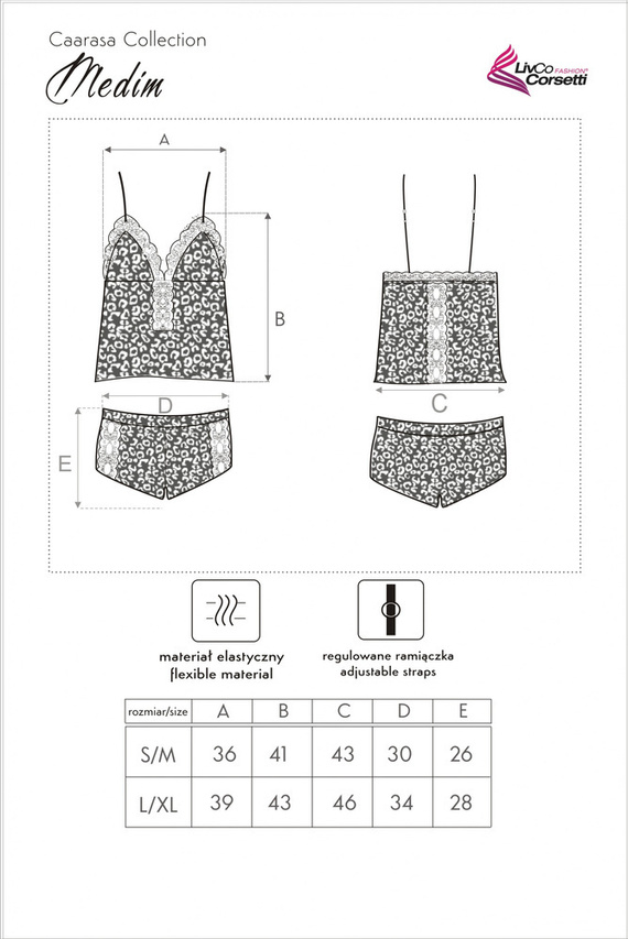 Medim LC 90601 Set, košieľka+šortky LivCo Corsetti Fashion