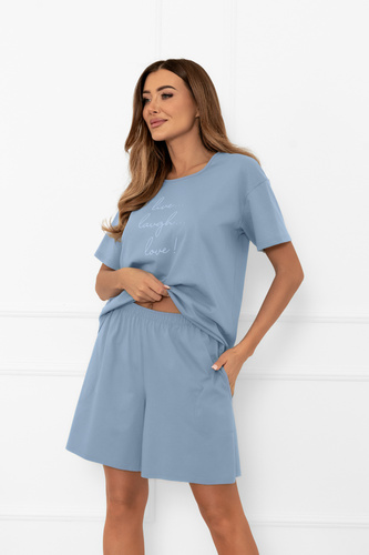 Dámske pyžamo Ksara Italian Fashion - bavlna, krátky rukáv a šortky - oceľové