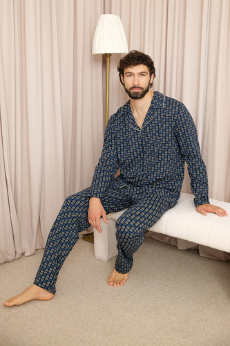 Pánska pyžama Italian Fashion Broken 100 % bavlna dlhá s gombíkmi