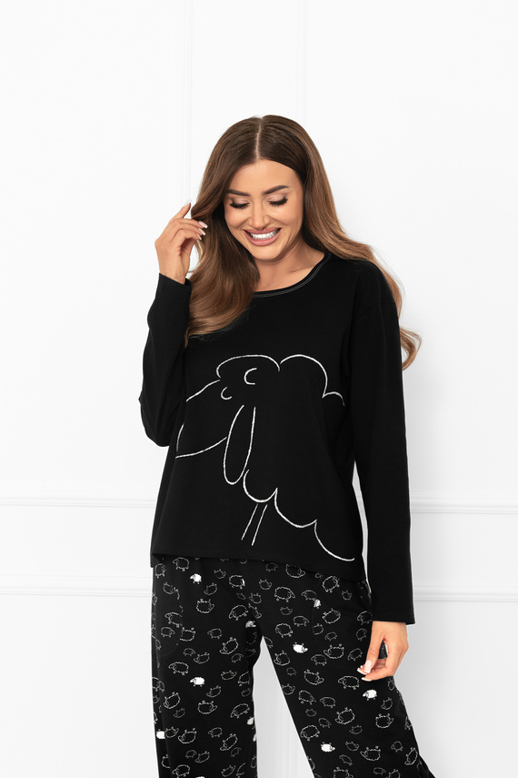 Dámske pyžamo Bonnie - bavlna, dlhý rukáv, dlhé nohavice, ovce Talianska móda