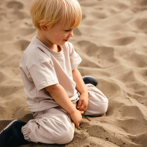 Simply Comfy Detské tepláky Eevi béžové - 100% bavlna, s vreckami