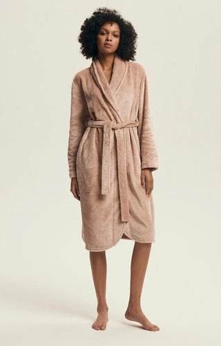 43595 Dextra Henderson broskyňový dámsky župan - mäkký, viazaný, nad kolená