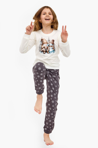 977/190 978/190 Friends Cornette dievčenské pyžamo - bavlnené, s dlhým rukávom, zimný motív