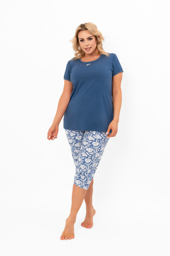 Dámske pyžamo Boma - krátky rukáv, nohavice 3/4, bavlna Italian Fashion - džínsy/potlač