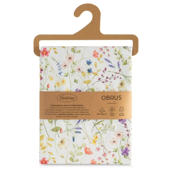 Obrus ANNA Eurofirany neprepúšťajúci škvrny bielo-fialové kvety