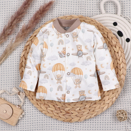 ABN-5510 Sky Journey Nini baby kaftan - organická bavlna, zapínanie na patentky