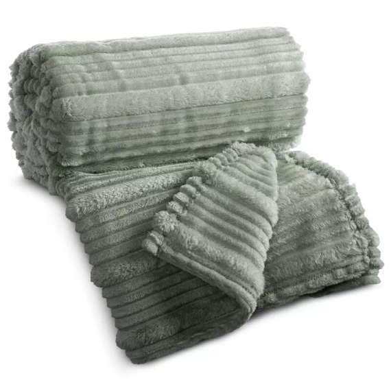 Deka prehoz Nina 220x200 flanel 3D mäkký Eurofirany 300 GSM šalviový