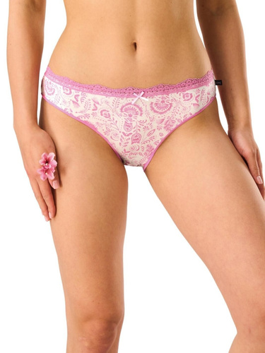 LPR 460 Key bielo-ružové bikiny - Vzorovaná viskóza, mini bikiny, elastická čipka, 2 kusy