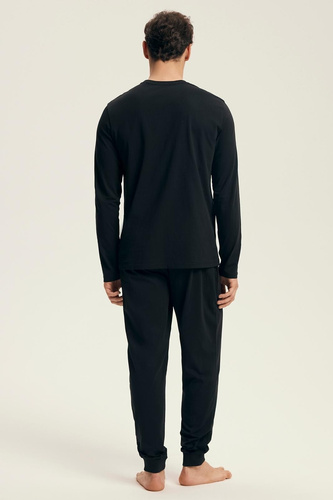 Henderson Core 43469 Loger pánske pyžamo čierne - bavlna, dlhý rukáv, elegantné balenie