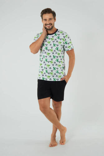 Picos Pánske pyžamo Italian Fashion - potlač/čierna