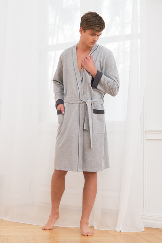 Gabriel Pánsky župan s vreckami Italian Fashion- melange/granade