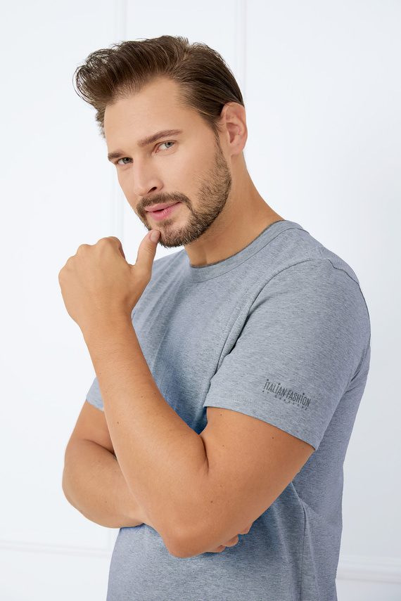 Krystian Pánske pyžamo s krátkym rukávom, šortky Italian Fashion - melange