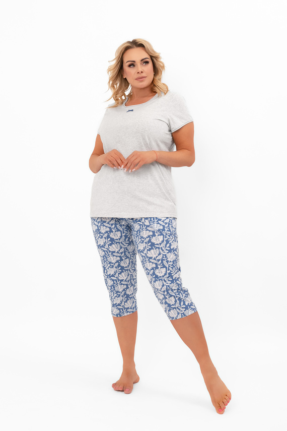 Dámske pyžamo Boma - krátky rukáv, nohavice 3/4, bavlna Italian Fashion - melanž/potlač