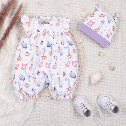 ABN-5481 Detský overal Underwater World Nini - organická bavlna, krátky rukáv