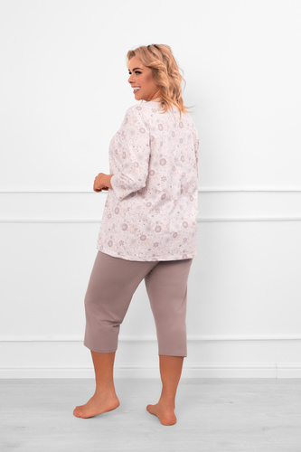 Dámske pyžamo Galea - bavlna, 3/4 rukávy a nohavice, kvetinový motív Talianska móda