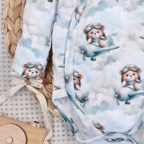 NINI ABN-5741/PIL Organické zavinovacie body Baby Bear Pilot s medvedíkom