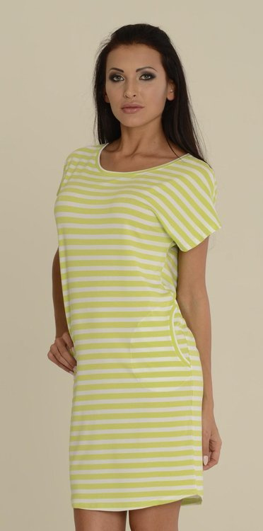 539 Nočná košeľa Jovite kr. rukáv - limetková+biela