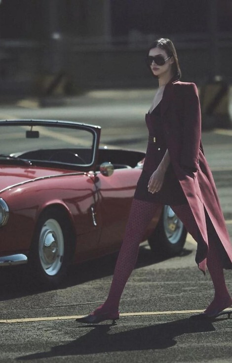 1233 Cherie Pančuchové nohavice Gabriella 60 den bordová - srdiečkový vzor, 3D