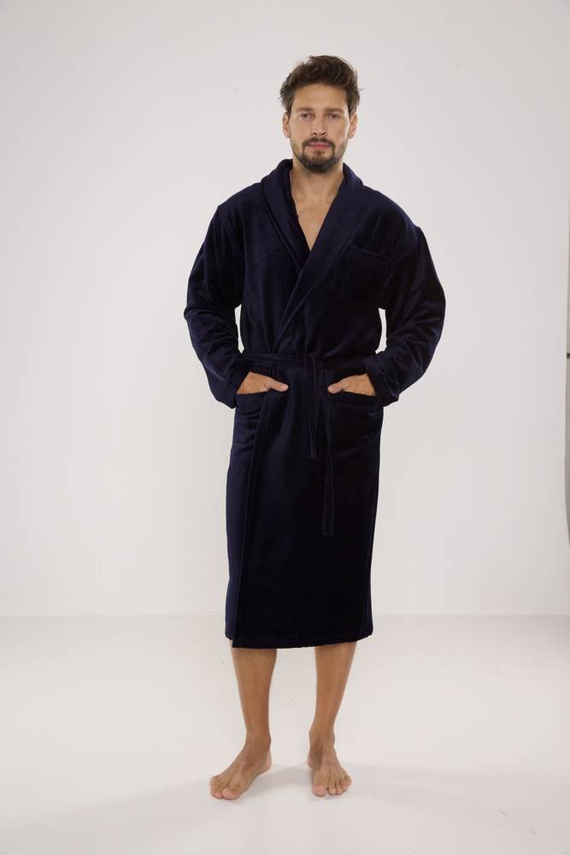 803 / 819 Dvojitý froté pánsky župan Forex - celý tmavomodrý